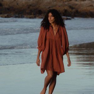 Daughters of India Kyra Mini Dress ~ Rust Gauze